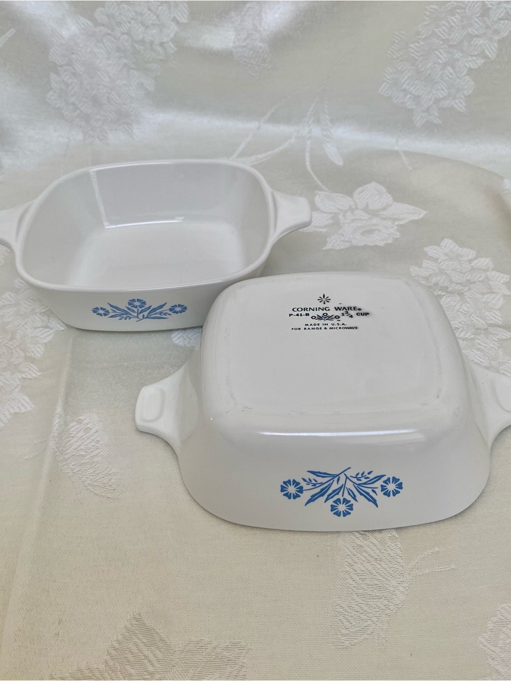 Set of 2 Vintage Corning Ware  Blue Cornflower pattern petite P-41-B 1 3/4 cup